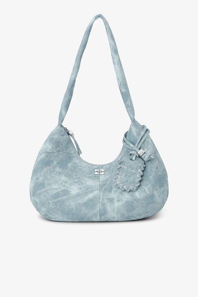 GANNI Bleached Medium Hobo Bag Celestial Blue A6866 &mdash; фото 1 из 3