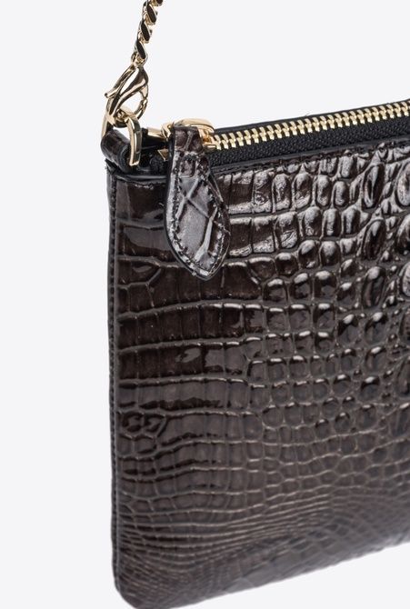Pinko PINKO Galleria shiny croc-print Classic Flat Love Bag BLACK-LIGHT GOLD 100455A1U6Z99L00001 &mdash; фото 5 з 6