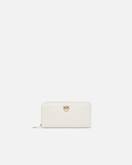 Pinko Zip-around wallet in chevron-patterned nappa leather WHITE 100250A0GK-Z14Q &mdash; фото 1 из 5