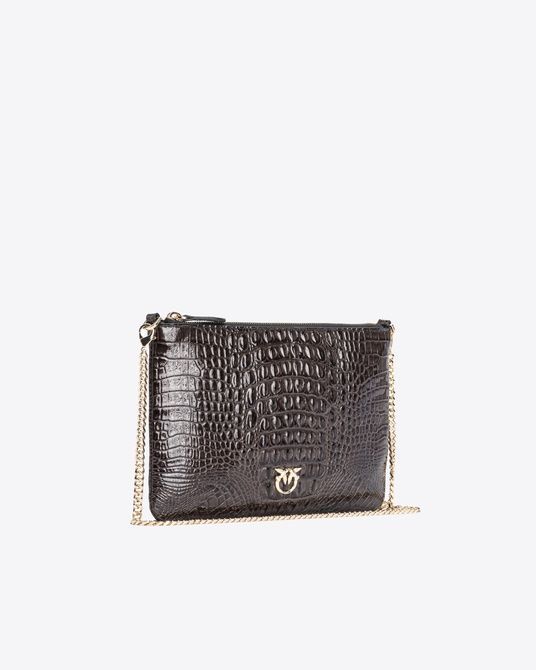 Pinko PINKO Galleria shiny croc-print Classic Flat Love Bag BLACK-LIGHT GOLD 100455A1U6Z99L00001 &mdash; фото 3 з 6