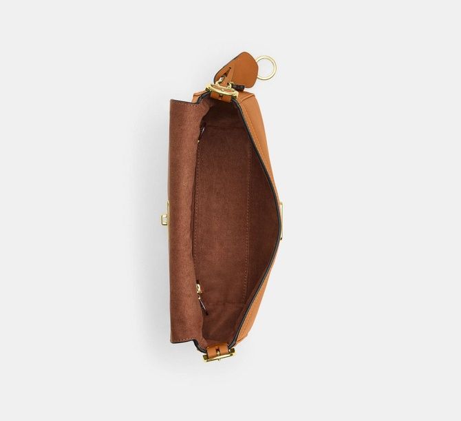 COACH Etta Small Flap Shoulder Bag GOLD BROWN CCV63 &mdash; фото 4 из 10