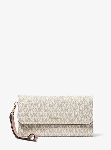 MICHAEL KORS Jet Set Medium Signature Logo Smartphone Wristlet VANILLA / SOFT PINK 32S6GJ6W6B &mdash; фото 1 из 3