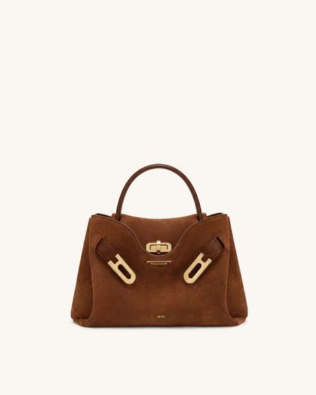 JW PEI Rhea Small Faux Suede Double Buckle Shoulder Bag Caramel brown BG154909JWP &mdash; фото 1 из 1