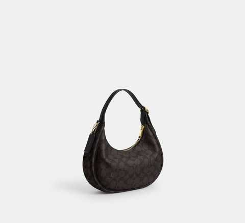 ᐉ COACH Emily Shoulder Bag In Signature Canvas Gold / Walnut