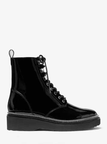 michael kors haskell patent leather combat boot