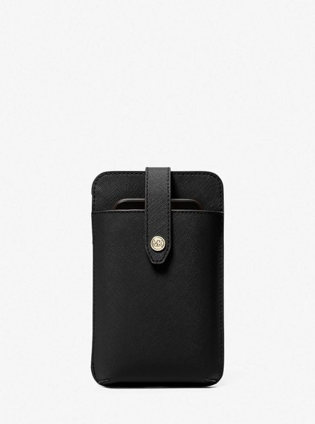 Saffiano Leather Smartphone Crossbody Bag BLACK MICHAEL KORS — Фото, Картинка BAG❤BAG Купить оригинал Украина, Киев, Житомир, Львов, Одесса ❤bag-bag.com.ua