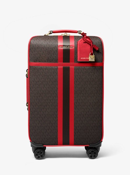 Bedford Travel Extra-Large Logo Stripe Suitcase BRN / BRT RED MICHAEL KORS — Фото, Картинка BAG❤BAG Купить оригинал Украина, Киев, Житомир, Львов, Одесса ❤bag-bag.com.ua