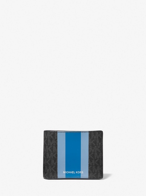 Logo Stripe Billfold Wallet With Passcase CHAMBRAY MICHAEL KORS — Фото, Картинка BAG❤BAG Купить оригинал Украина, Киев, Житомир, Львов, Одесса ❤bag-bag.com.ua
