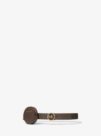 NEW MICHAEL KORS LOGO BELT WITH POUCH 558641 SIZE M , L OR XL