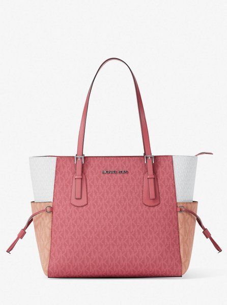 MICHAEL KORS Voyager Large Color-Block Signature Logo Tote Bag HIBISCUS 35S5SV6T7B &mdash; фото 1 из 5