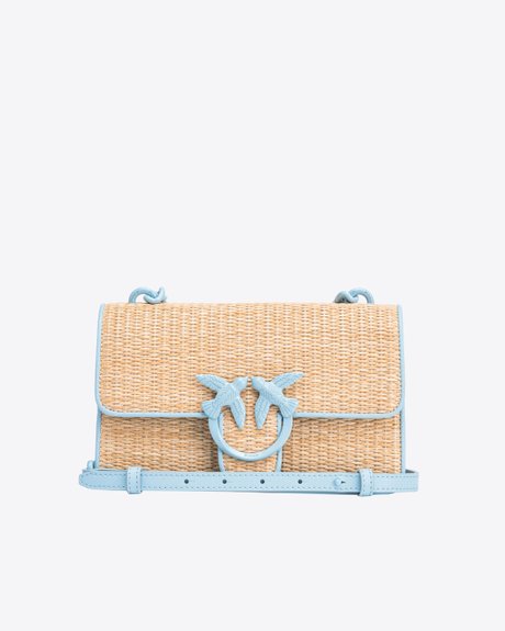 Mini Love Bag Light in raffia and leather NATURAL / LIGHT BLUE-COLOUR-BLOCK Pinko — Фото, Картинка BAG❤BAG Купить оригинал Украина, Киев, Житомир, Львов, Одесса ❤bag-bag.com.ua