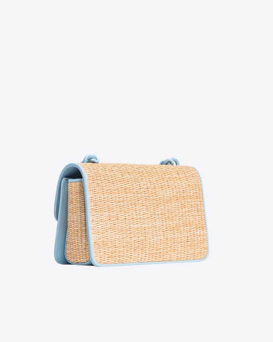 Mini Love Bag Light in raffia and leather NATURAL / LIGHT BLUE-COLOUR-BLOCK Pinko — Фото, Картинка BAG❤BAG Купить оригинал Украина, Киев, Житомир, Львов, Одесса ❤bag-bag.com.ua