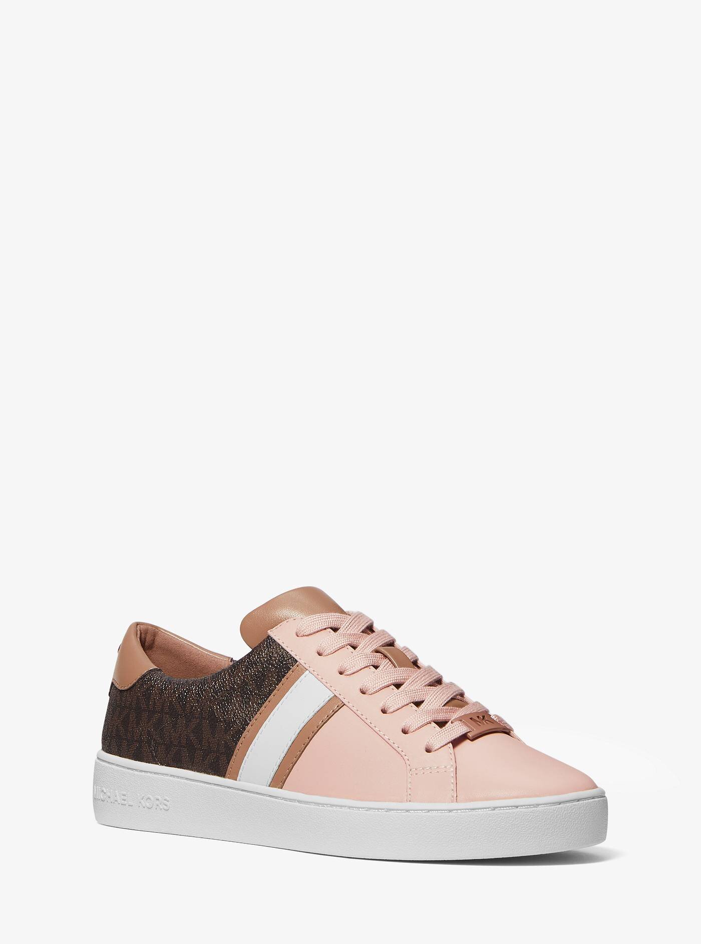 irving leather and logo stripe sneaker