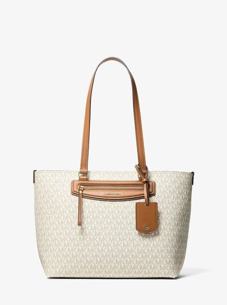MICHAEL KORS Jet Set Travel Medium Signature Logo Tote Bag VANILLA / ACORN 30S6GTVT2B &mdash; фото 1 из 3