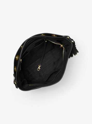 brooklyn large leather shoulder bag black