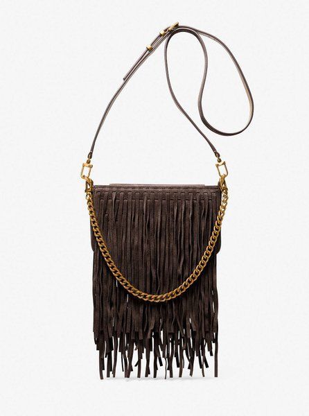 MICHAEL KORS Bryant Small Fringed Suede Convertible Pochette CHOCOLATE 32F5AYTU1S &mdash; фото 1 из 3