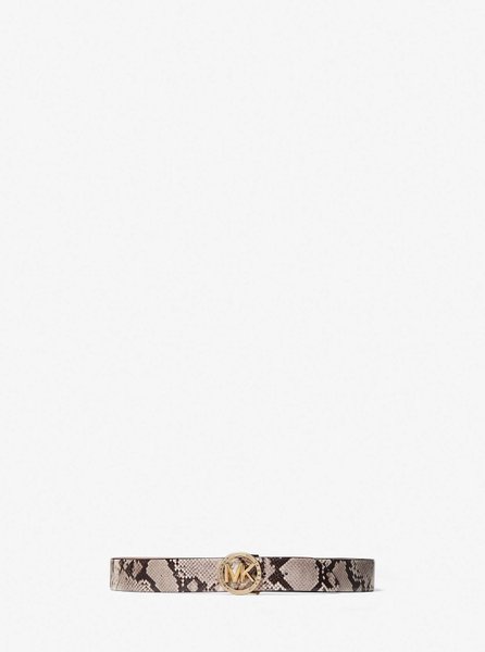 Python Embossed Leather Logo Charm Belt NATURAL MICHAEL KORS — Фото, Картинка BAG❤BAG Купить оригинал Украина, Киев, Житомир, Львов, Одесса ❤bag-bag.com.ua