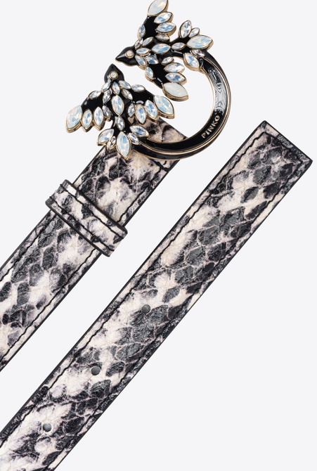 PINKO Galleria thin 2cm reptile-print belt with Love Birds buckle GOLD Pinko — Фото, Картинка BAG❤BAG Купить оригинал Украина, Киев, Житомир, Львов, Одесса ❤bag-bag.com.ua