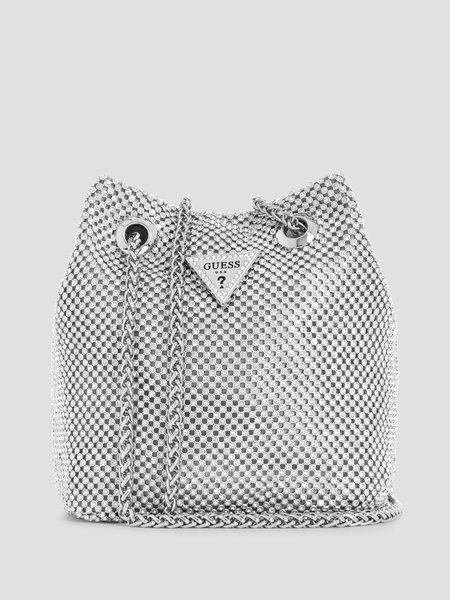 Lua Rhinestone Mesh Mini Pouch Bag SILVER GUESS — Фото, Картинка BAG❤BAG Купить оригинал Украина, Киев, Житомир, Львов, Одесса ❤bag-bag.com.ua