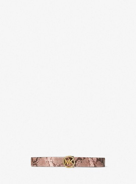 Python Embossed Leather Logo Charm Belt Shell Pink MICHAEL KORS — Фото, Картинка BAG❤BAG Купить оригинал Украина, Киев, Житомир, Львов, Одесса ❤bag-bag.com.ua