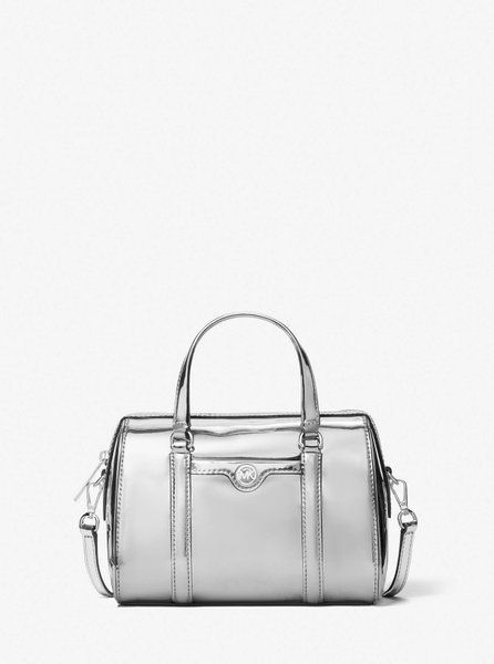 MICHAEL KORS Jet Set Small Patent Duffel Crossbody Bag SILVER 35F5STFC1Z &mdash; фото 1 из 3
