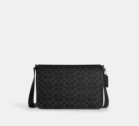 COACH Colby Messenger Bag 32 In Signature Canvas Silver / Black Signature CES26 &mdash; фото 1 из 5