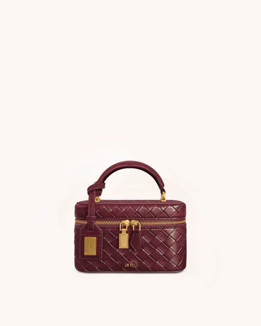 JW PEI Cleo Woven Texture Box Shape Top Handle Bag Claret BG131450JWP &mdash; фото 2 из 6