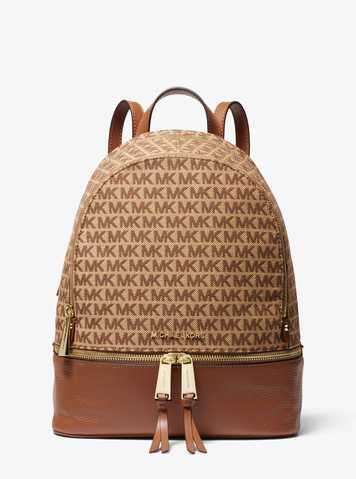 michael kors rhea medium logo jacquard backpack