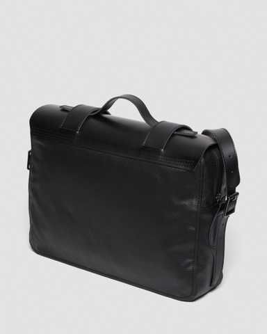 ᐉ Dr. Martens Leather & Canvas Messenger Bag BLACK KIEV+ SMOOTH