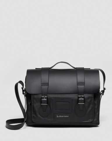 ᐉ Dr. Martens Leather & Canvas Messenger Bag BLACK KIEV+ SMOOTH