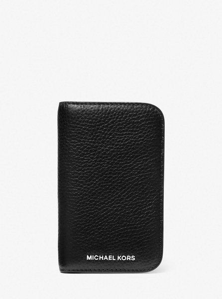 MICHAEL KORS Hudson Pebbled Leather Billfold Wallet BLACK 39F4LHDD0O &mdash; фото 1 з 2