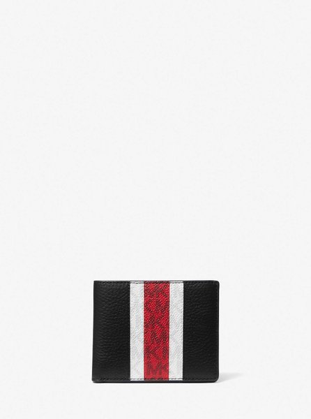 Hudson Logo Stripe Leather Slim Billfold Wallet CRIMSON MICHAEL KORS — Фото, Картинка BAG❤BAG Купить оригинал Украина, Киев, Житомир, Львов, Одесса ❤bag-bag.com.ua