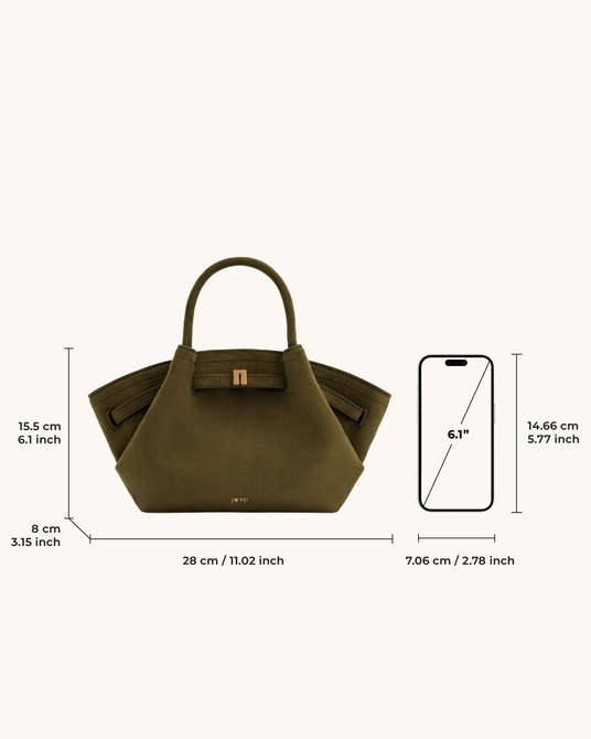 Hana Mini Faux Suede Tote Bag DARK OLIVE JW PEI — Фото, Картинка BAG❤BAG Придбати оригінал Україна, Київ, Житомир, Львів, Одеса ❤bag-bag.com.ua