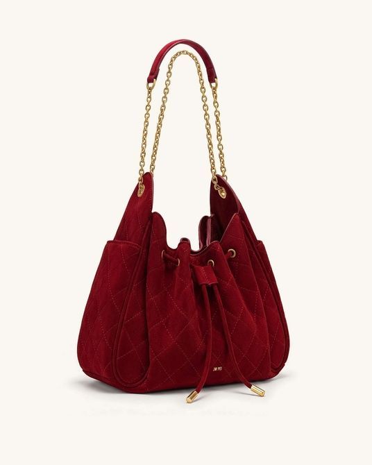 JW PEI Rowan Faux Suede Quilted Chain Bucket Bag Dark red BG143342JWP &mdash; фото 4 з 4