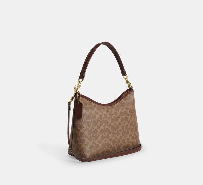COACH Laurel Shoulder Bag In Signature Canvas Gold / Tan / Brown CV975 &mdash; фото 4 из 6