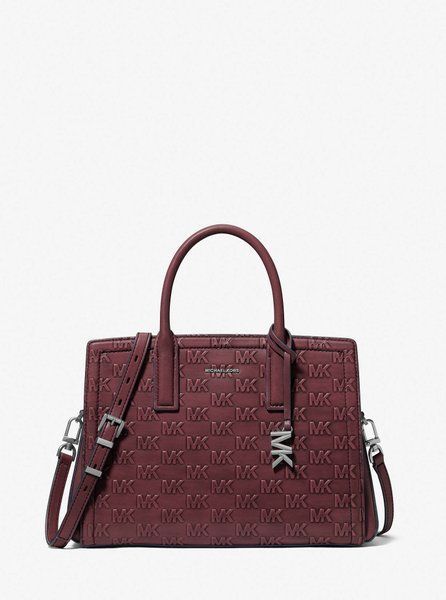 MICHAEL KORS Laila Medium Logo Embossed Burnished Leather Satchel OXBLOOD 30F5T9IS2L &mdash; фото 1 из 3