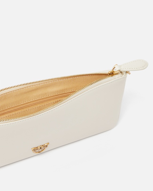 Horizontal Flat Bag in leather WHITE+WHITE-ANTIQUE GOLD Pinko — Фото, Картинка BAG❤BAG Придбати оригінал Україна, Київ, Житомир, Львів, Одеса ❤bag-bag.com.ua