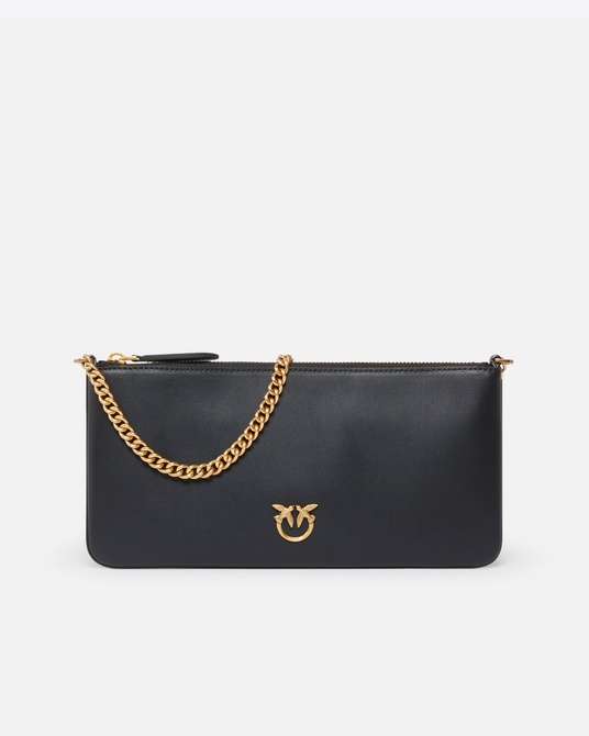 Horizontal Flat Bag in leather BLACK-ANTIQUE GOLD Pinko — Фото, Картинка BAG❤BAG Придбати оригінал Україна, Київ, Житомир, Львів, Одеса ❤bag-bag.com.ua