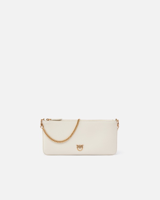 Horizontal Flat Bag in leather WHITE+WHITE-ANTIQUE GOLD Pinko — Фото, Картинка BAG❤BAG Придбати оригінал Україна, Київ, Житомир, Львів, Одеса ❤bag-bag.com.ua