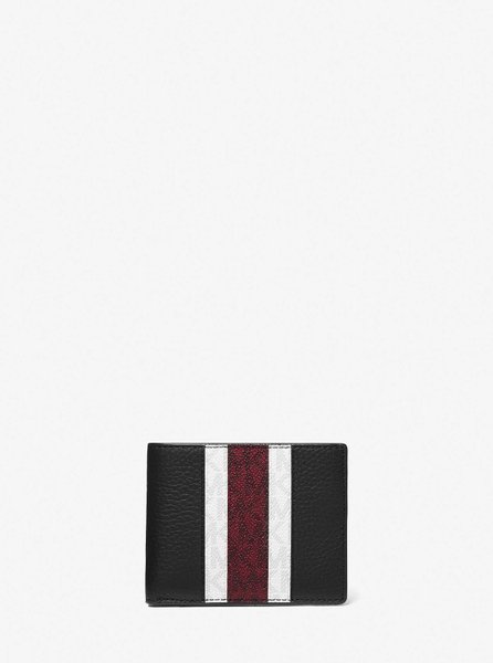 Hudson Logo Stripe Leather Slim Billfold Wallet BLACK MICHAEL KORS — Фото, Картинка BAG❤BAG Придбати оригінал Україна, Київ, Житомир, Львів, Одеса ❤bag-bag.com.ua
