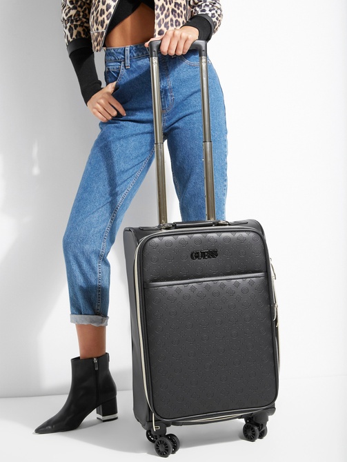 Janelle 24" Debossed Peony Roller Suitcase BLACK GUESS — Фото, Картинка BAG❤BAG Купить оригинал Украина, Киев, Житомир, Львов, Одесса ❤bag-bag.com.ua