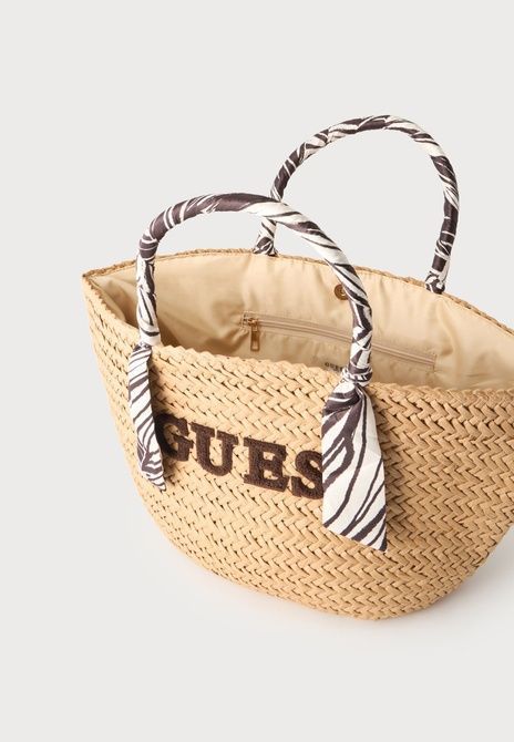 GUESS Beach Straw Tote Bag Brown / White / Beige E5GZ10WH660-PMJU &mdash; фото 3 из 4