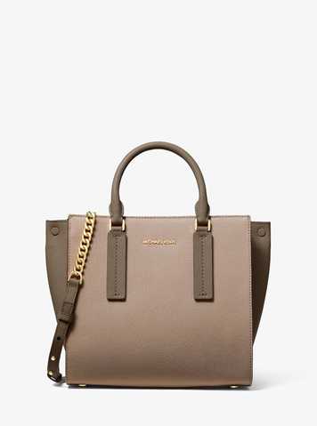 MICHAEL KORS® ᐉ Alessa Medium Color-Block Pebbled Leather Satchel 【TRFFL /  MUSHRM】 Ціна 10 258 грн — Наличие уточняйте #30S9L0AS6T Купити в  інтернет-магазині BAG❤BAG • Київ, Львів, Одеса, Харків, Житомир • Доставка