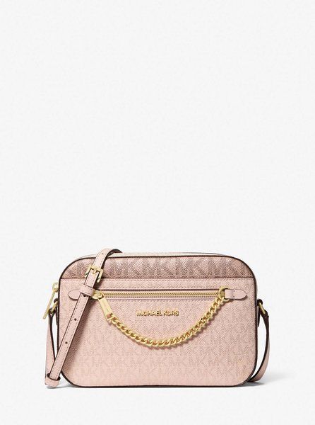 MICHAEL KORS Jet Set Large Metallic Signature Logo Crossbody Bag POWDER BLUSH 35F5GTTC9V &mdash; фото 1 из 3