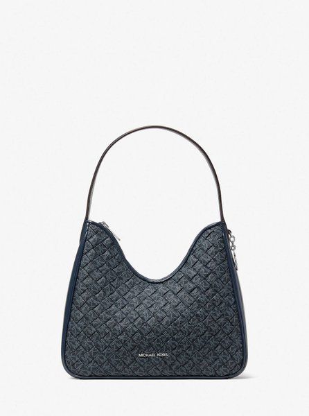 MICHAEL KORS Nayla Small Woven Signature Logo Hobo Shoulder Bag ADMIRAL 35S6S5ZH1B &mdash; фото 1 из 3