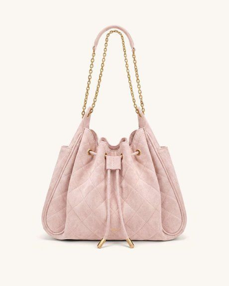 JW PEI Rowan Faux Suede Quilted Chain Bucket Bag PINK BG143346JWP &mdash; фото 1 з 2