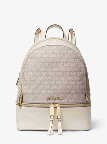 michael kors rhea medium logo jacquard backpack