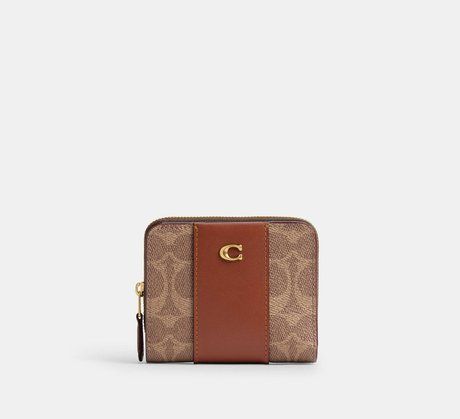 COACH Essential Billfold Wallet In Colorblock Signature Canvas Brass / Tan Caramel CD716 &mdash; фото 1 из 4