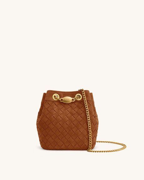 JW PEI Yara Faux Suede Hand-Woven Bucket Bag BROWN BG143219JWP &mdash; фото 1 из 1