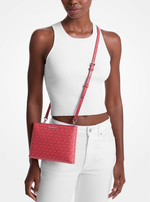 MICHAEL KORS Charlotte Large Leather and Signature Logo 3-in-1 Tote Bag HIBISCUS 35R3SCFT3T &mdash; фото 5 из 6